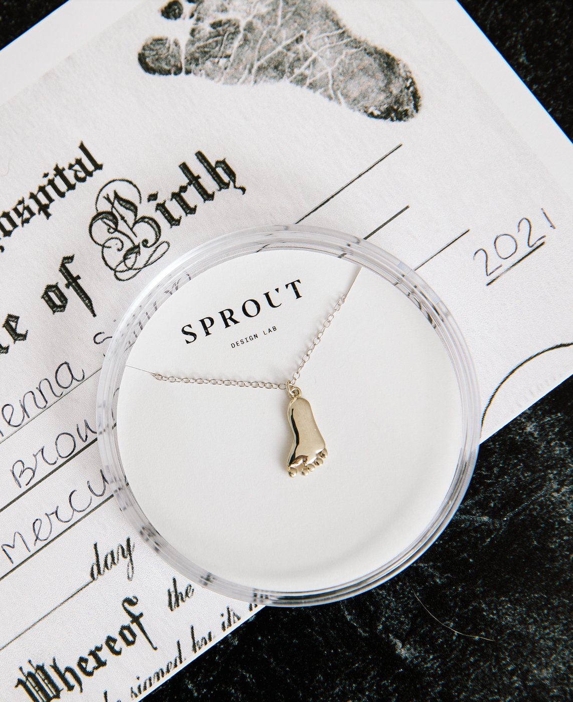 Custom Footprint Necklace Sprout Design Lab