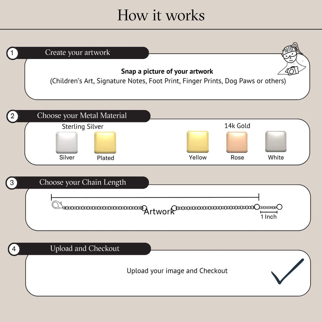 Custom Drawing Necklace - Personalized Artwork Jewelry